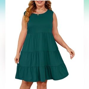 KARALIN 2X Sleeveless Crew Neck Dress, Dark Green NWT
